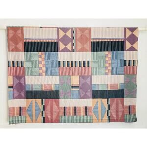 Dan River 90s Abstract Art Sheet Set Retro Single Flat Fitted Graphic Geometric